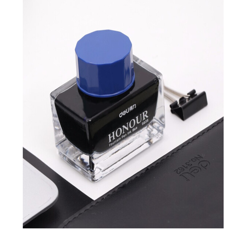 得力 S636 非碳素型钢笔墨水 办公用品 蓝色 30ml/瓶 4瓶装