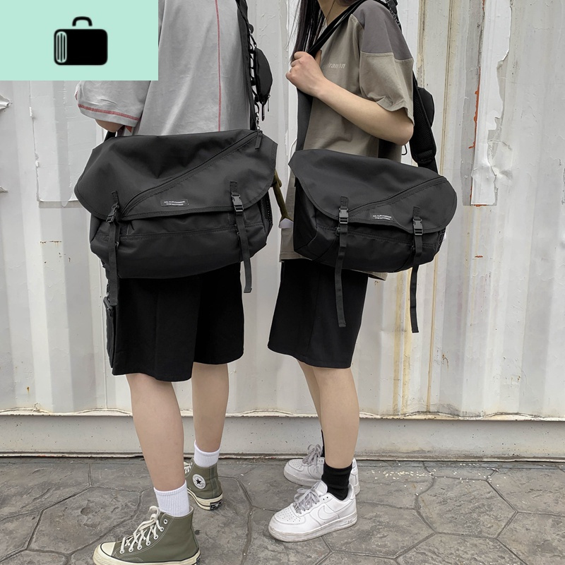 日系街头潮流潮牌男士工装包学生休闲斜挎包女单肩斜挎包背包书包NEW LAKE男士斜挎包