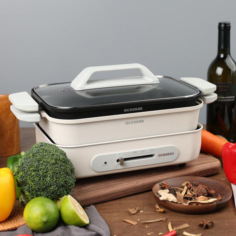 多功能料理锅cr-hg01电烧烤锅 网红家用便捷火锅烧烤机一体机 丸子盘