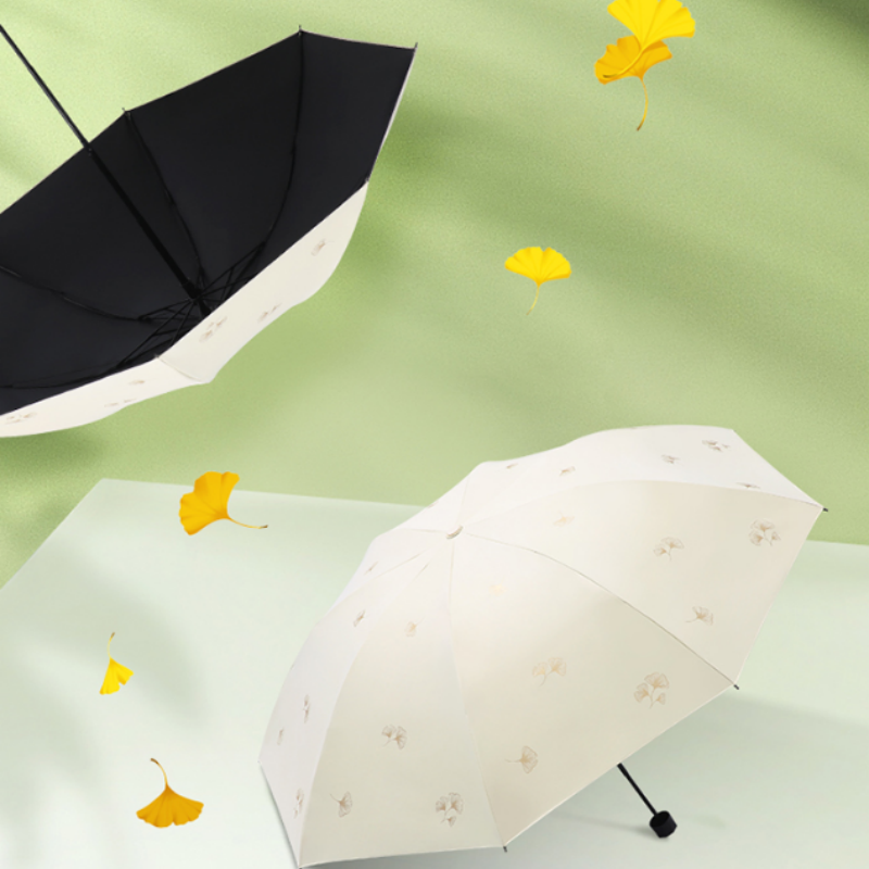 天堂 防紫外线晴雨伞三折8k钢骨玻纤黑胶遮阳防晒太阳伞 伞下100CM高清大图