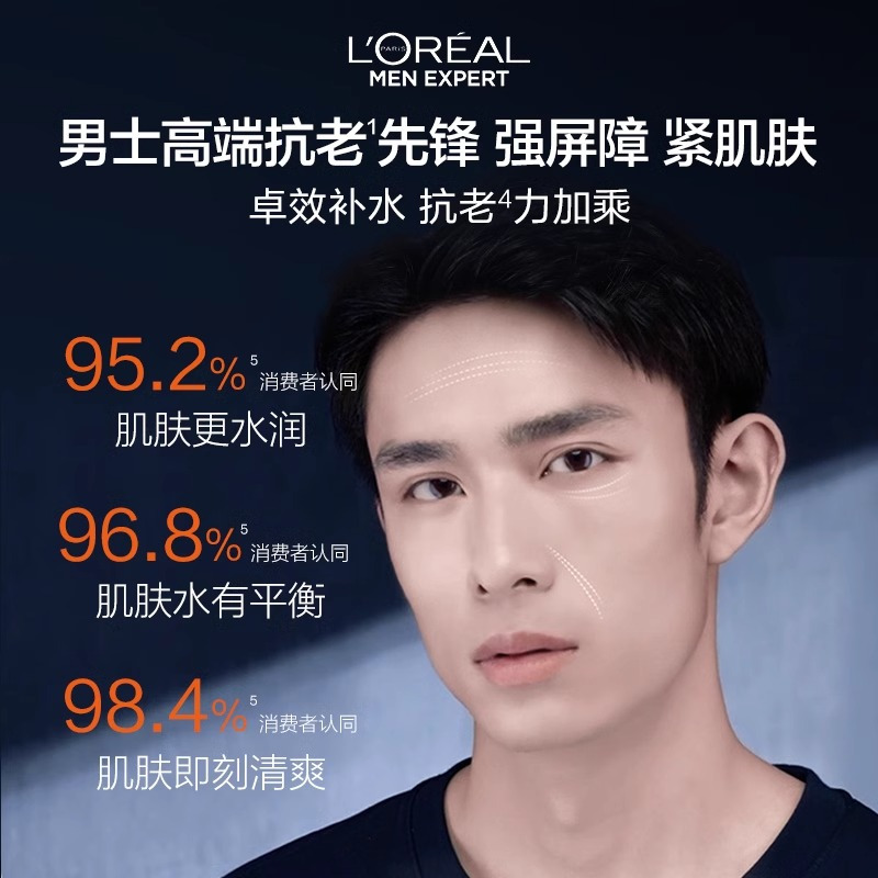 欧莱雅男士青春肌源爽肤水保湿补水护肤品清爽紧致淡纹官方正品50ml高清大图
