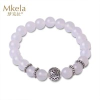 梦克拉Mkela S925银白玛瑙手链 富裕 玉髓玛瑙 手链 玛瑙 情侣
