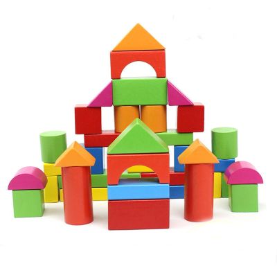 幼儿童积木木头拼装宝宝玩具1益智力2岁3大颗粒6男孩女孩开发早教40粒