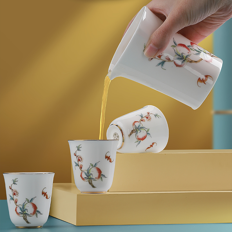 苏氏陶瓷(SUSHI CERAMICS)功夫茶具套装国潮五福捧寿手绘描金文创礼品茶壶款礼盒套装高清大图