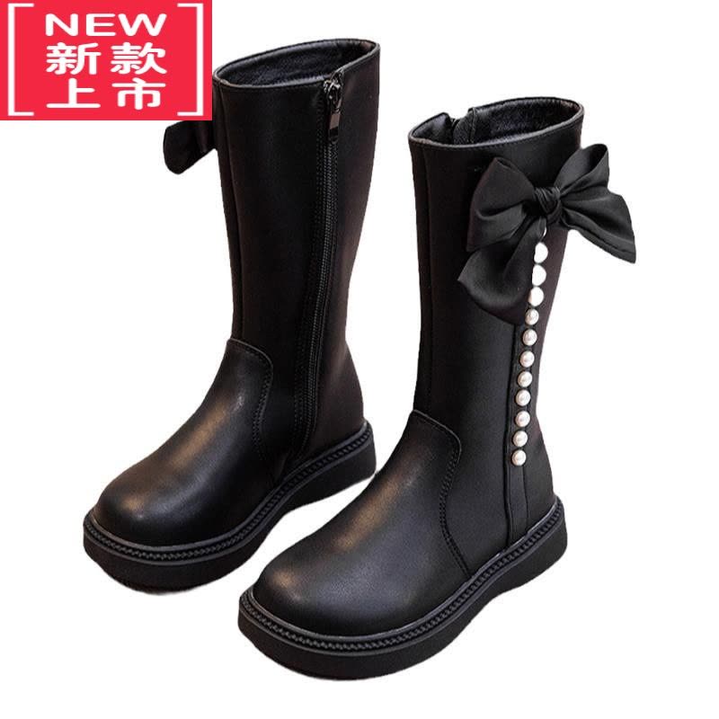 可莉允女童靴子加绒马丁靴2022秋冬季新款儿童公主长靴二棉鞋洋气高筒靴图片