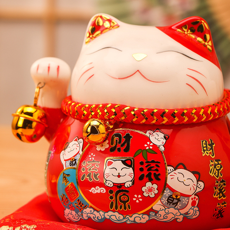 DXP 陶瓷创收银台招财猫摆件 4.5寸·财源滚滚(摇手)高清大图