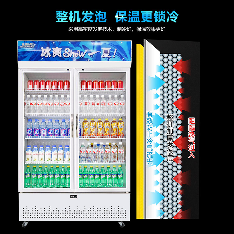 五洲伯乐(WUZHOUBOLE)LC-888 888升 商用展示柜 冷藏饮料柜 双门展示柜 侧开门 陈列保鲜柜(白色)