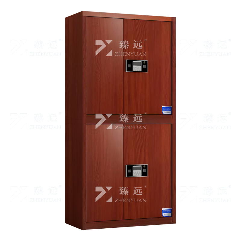 臻远 ZYJJ-80060 保密柜 红木纹分双节电子锁 长900*宽420*高1900mm 单位:1台高清大图