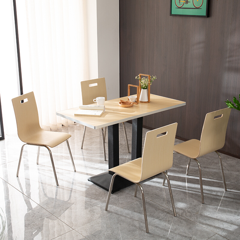 欧宝美学生员工食堂餐桌椅小吃店四人连体快餐桌椅组合肯德基餐桌