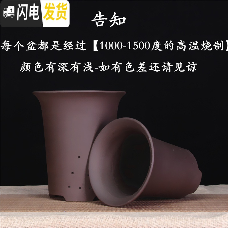 三维工匠宜兴紫砂盆君子兰花盆多肉陶瓷盆兰花盆栽大口径盆景花盆 大号[加紫砂托] 紫泥款花盆容器
