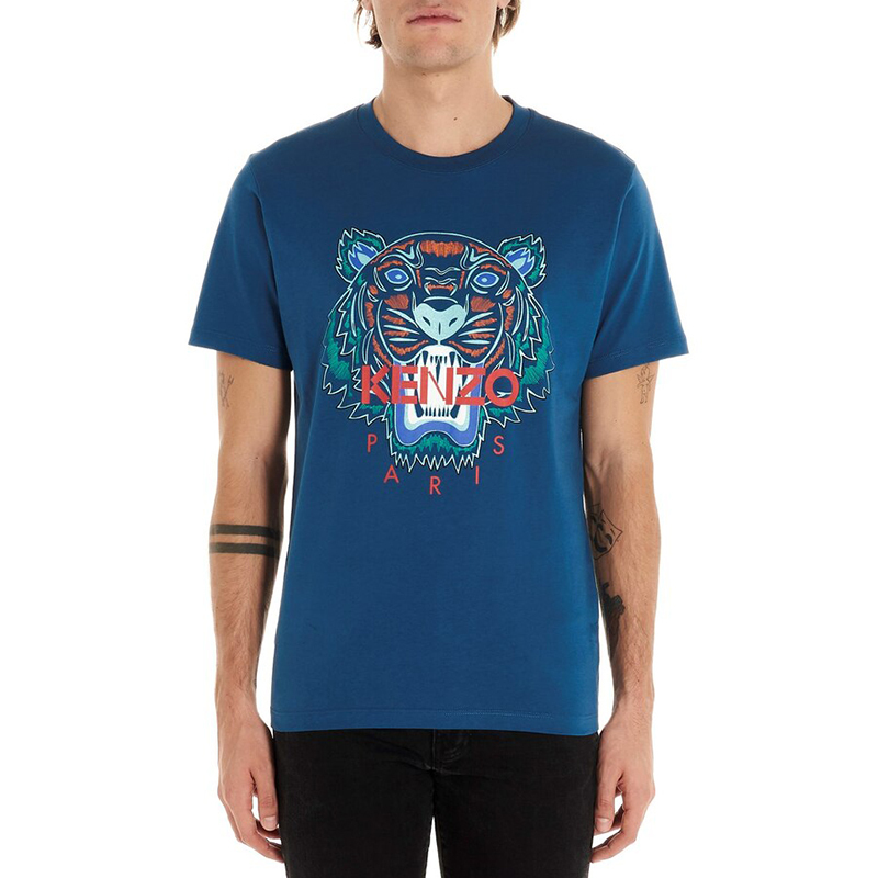 香港直邮kenzo高田贤三假日系列虎头印花圆领短袖t恤男士