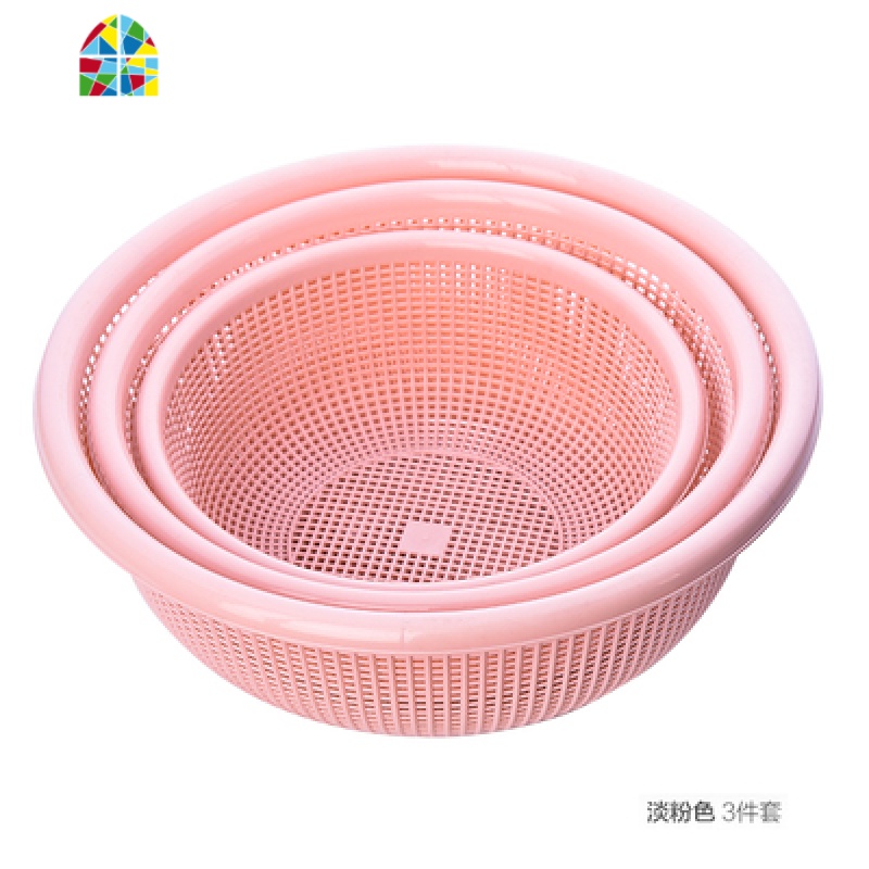 洗菜盆蓝子篮子家用厨房圆移动大大号特大塑料加大滤三件套 FENGHOU 淡蓝色三件套洗菜篮洗菜篮高清大图