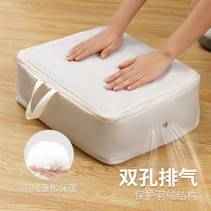 【羽绒服收纳袋】便携衣服羽绒服旅行收纳袋行李箱家用衣物整理包-樱花粉中号2个装高清大图
