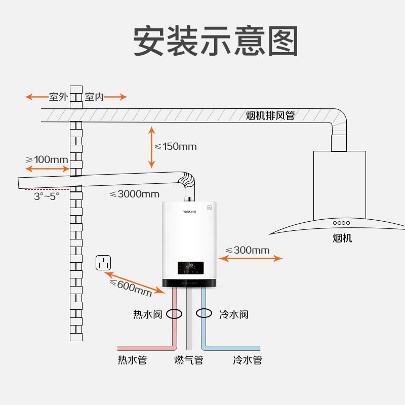 约克(YORK)13L燃气热水器JSQ25-13 YK-DS2水气双调天然气智能恒温防冻图片
