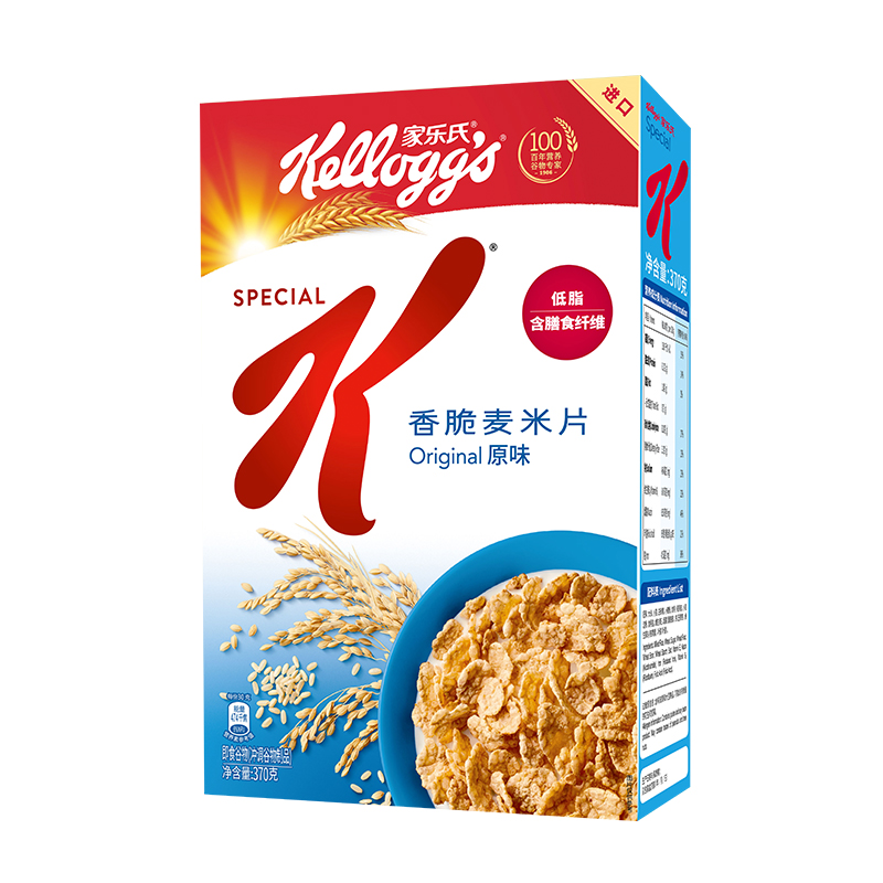 家乐氏kelloggs香脆麦米片370克盒进口麦片即食冷冲谷物早餐