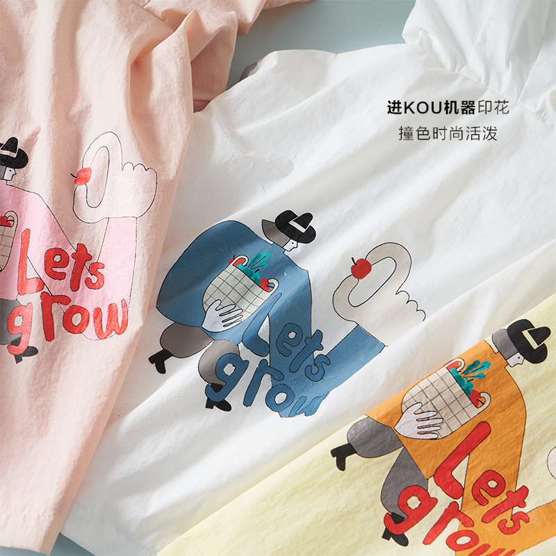 咕噜日记2021春夏新品儿童防水拼色冲锋衣外套CGW1001