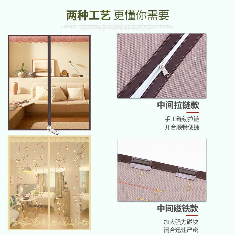 门帘定制魔术贴自粘隐形纱窗沙窗帘防蚊窗纱定做拉链纱窗网纱门图片
