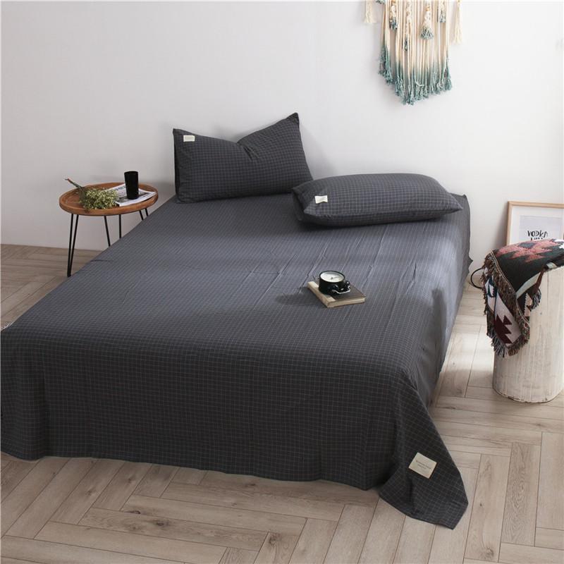 家柏饰(CORATED)日式水洗棉床单单件 全棉双人被单学生宿舍全棉布1.5米1.8m床 全棉床单-小灰格 床单-1.5米床用200cmx230cm