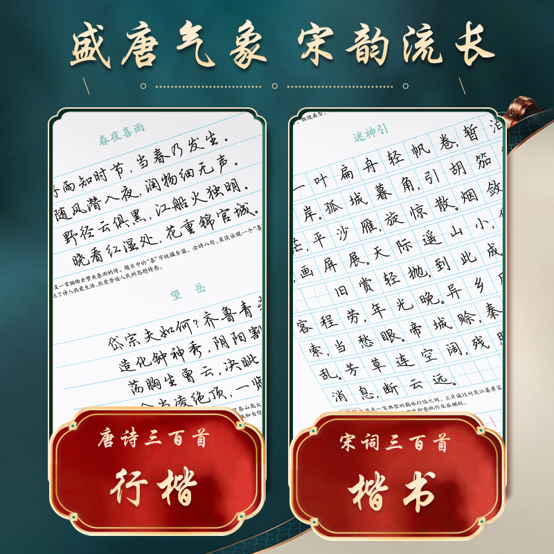 唐诗三百首精选·楷书 [正版]字帖荆霄鹏楷书行楷字帖唐诗宋词三百首控笔训练字帖成人练字硬笔书法练字本初学者学生字帖成年男高清大图
