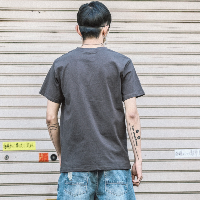 东京衣柜男装夏季新品潮流撞色印花短袖T恤韩版圆领半袖体恤男tee