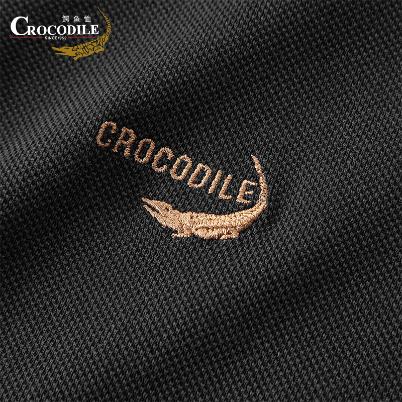 鳄鱼恤CROCODILE 男士POLO衫商务休闲纯色秋冬中青年打底长袖T恤高清大图