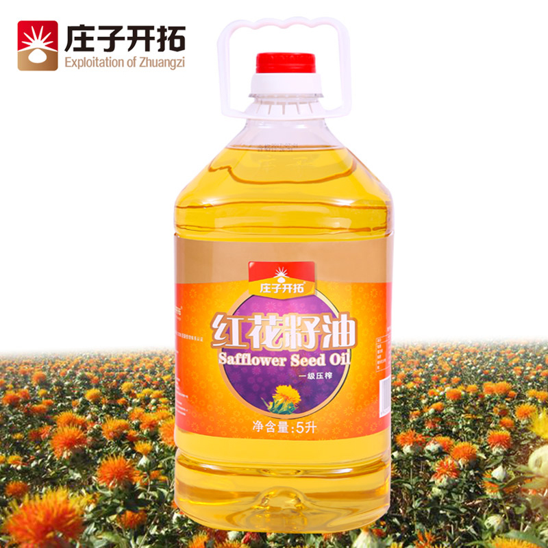 庄子开拓 新疆健康食用油 物理压榨一级 纯红花籽油 5L (单位:桶)