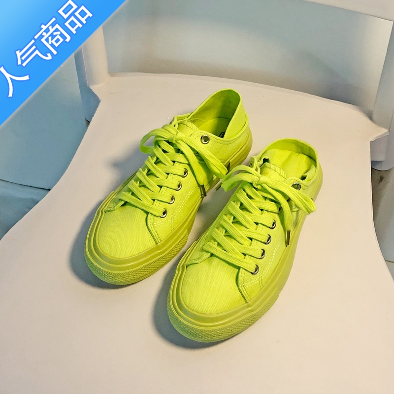 SUNTEK可踩无后跟绿色帆布鞋女半拖泫雅风韩版学生百搭ulzzang网红板鞋高清大图