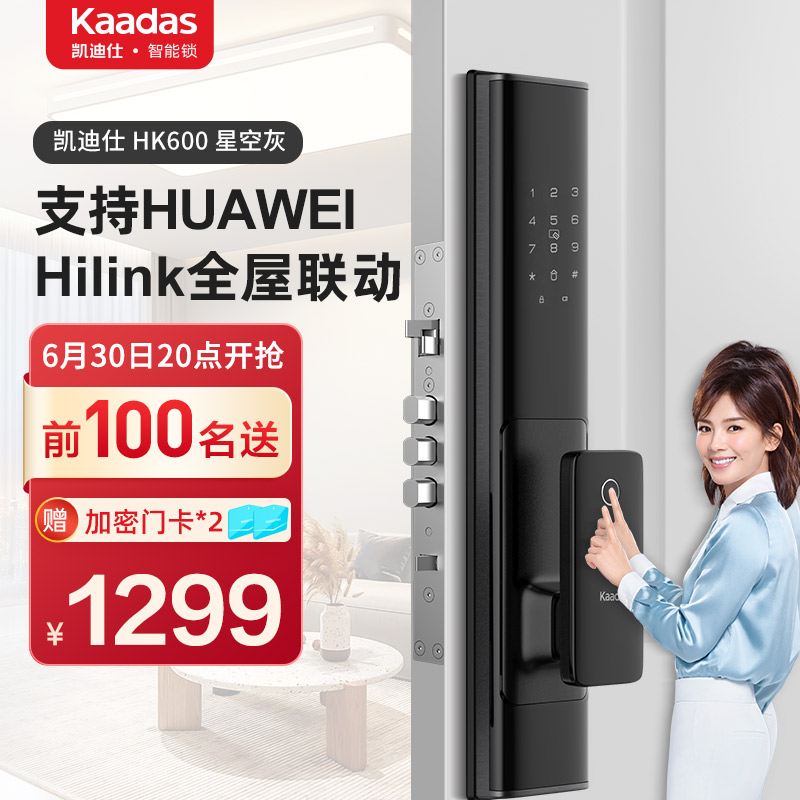 凯迪仕(Kaadas)智能锁HK600星空灰电子指纹锁推拉式全自动智能门锁家用防盗门锁防猫眼锁电子密码锁
