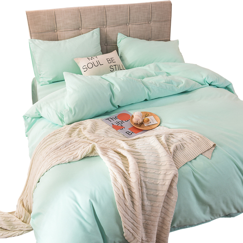 美帮汇床单四件套男生潮流被单 北欧简约被套铺盖套90cm床单三件套绿高清大图