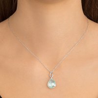 [直营]施华洛世奇(SWAROVSKI) 欧美风格 人造水晶 送恋人 浅粉蓝色 雨滴 女士项链