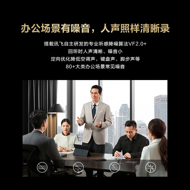 科大讯飞AI录音笔S8离线版 256G大内存 20米远距离录音 安全加密 高清降噪 离线转写翻译高清大图