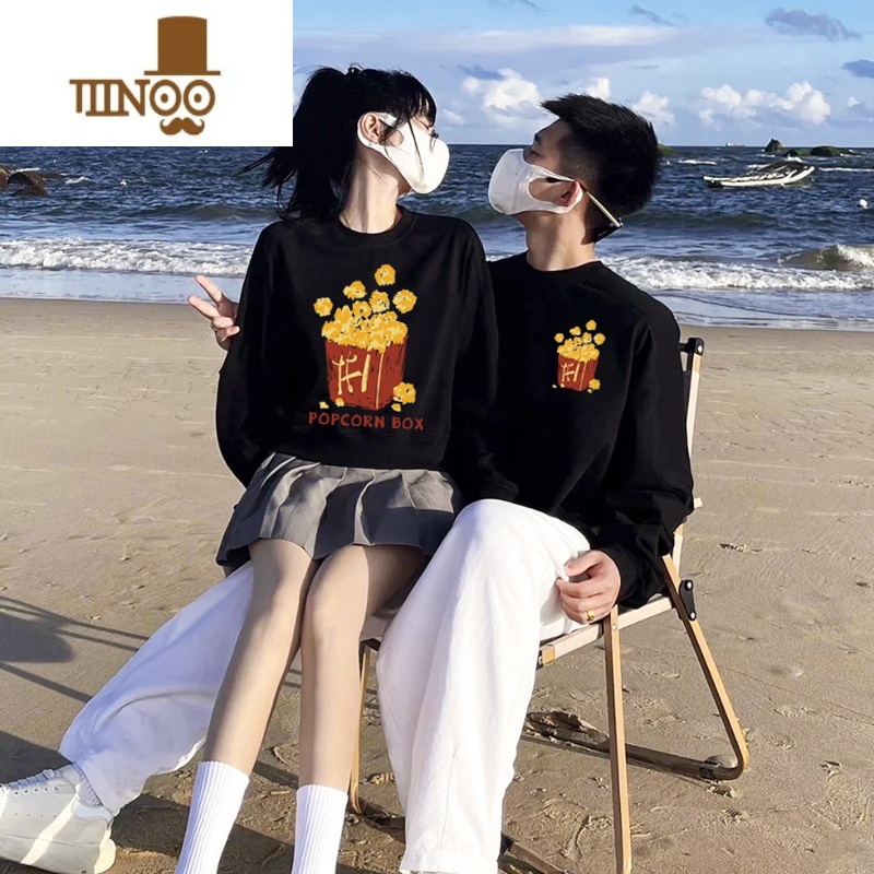 YANXU情侣装连帽卫衣女款oversize设计感小众别致独特表情男外套高清大图