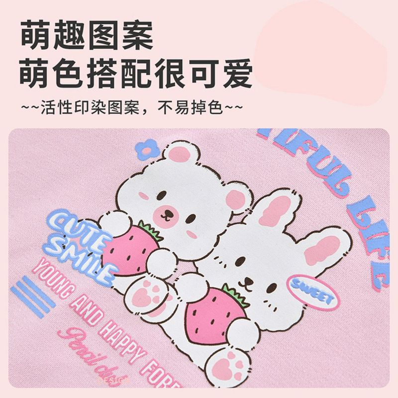 [1件3.5折]秋季新款女童带帽长袖T恤卡通萌趣图儿童T恤休闲连帽T恤