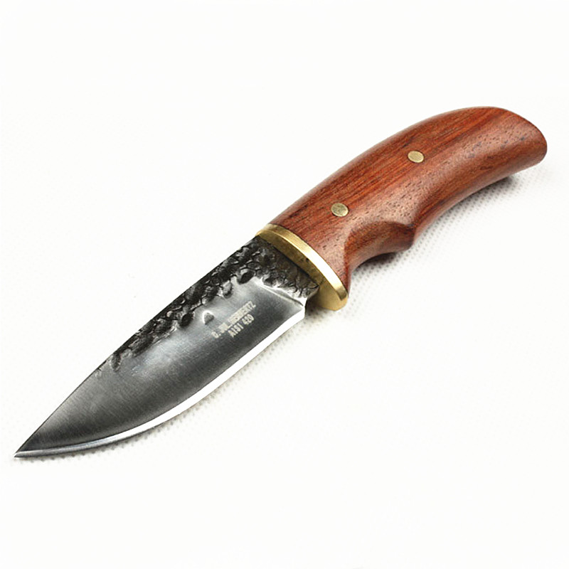 户外刀具 战术直刀 野营军刀 手工刀 手工锻打铜头小直刀 防卫刀 救生