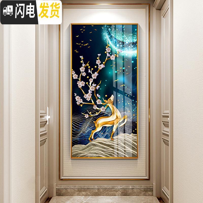 三维工匠5d钻石画满钻发财鹿玄关水晶贴砖挂过道十字绣201 满钻异形钻[60*110cm]钻量多配30送全套工具包免费