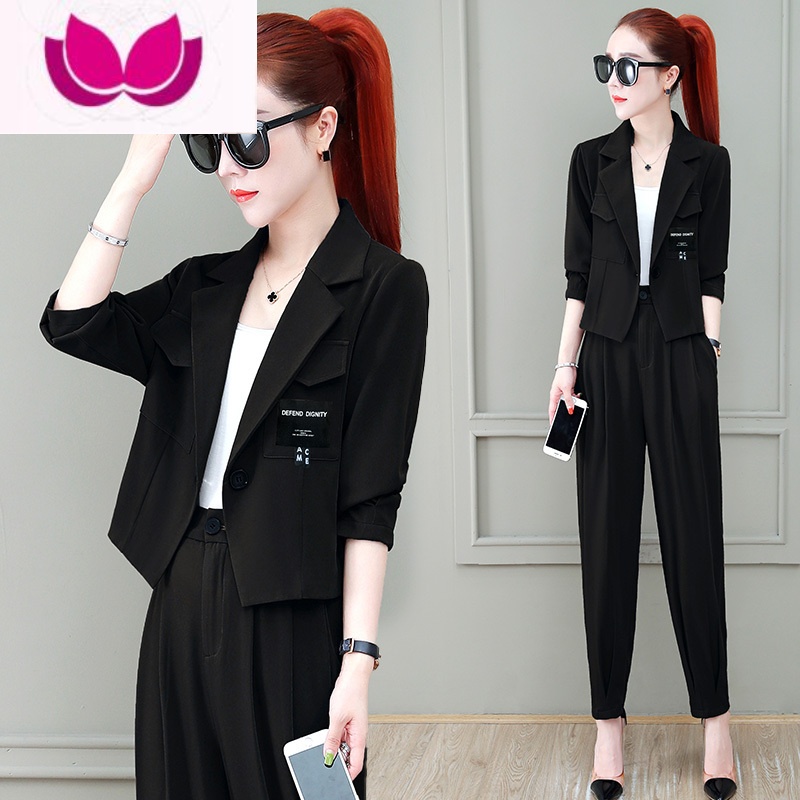 七斓2023年新款时尚休闲小洋装套装女装小个子小西装职业套高清大图