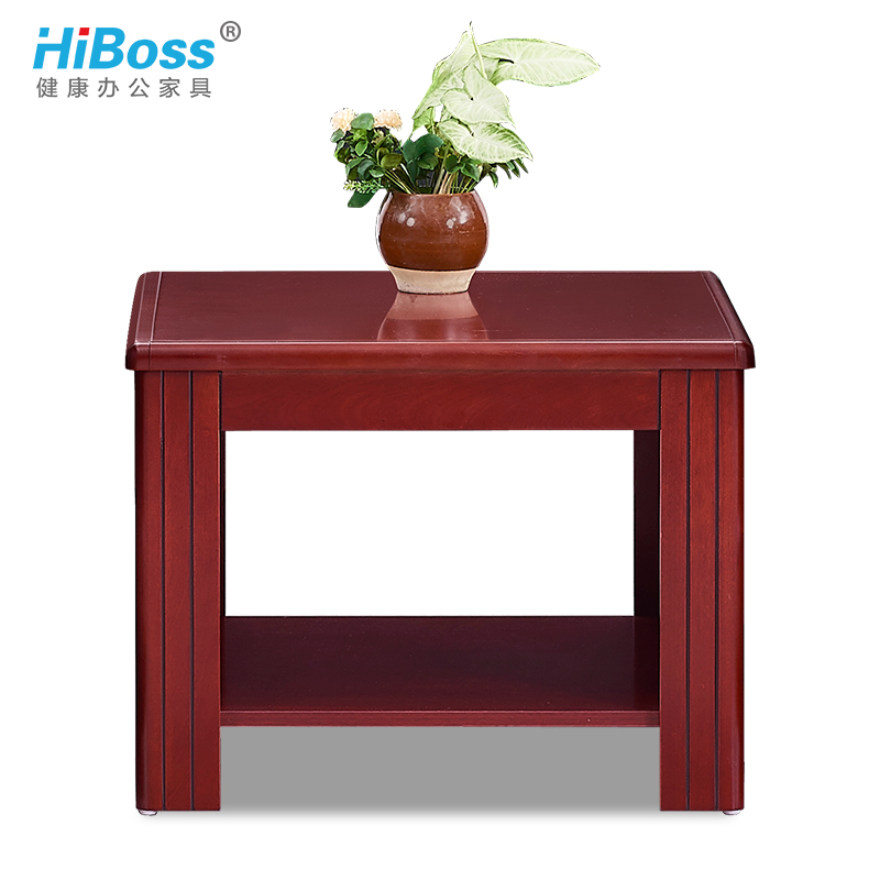 HiBoss办公家具茶几双层中式油漆方茶几贴实木皮边几