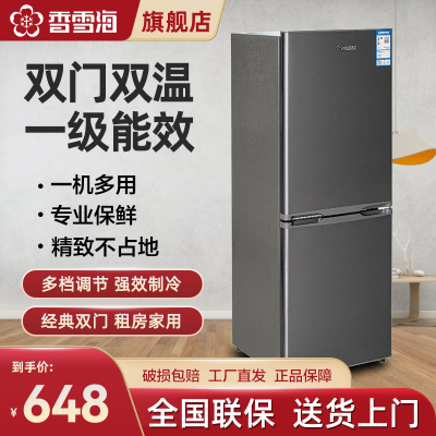 香雪海 小冰箱 家用小型双门冰箱 一级能效电冰箱 迷你小型节能冷藏冷冻 租房 宿舍冰箱 118S196L天际灰