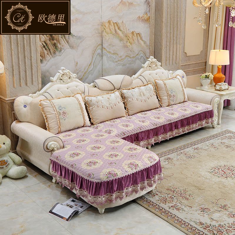 欧式沙发垫 全包万能通用定做U型坐垫套雪尼尔布艺防滑 沙发套罩图片