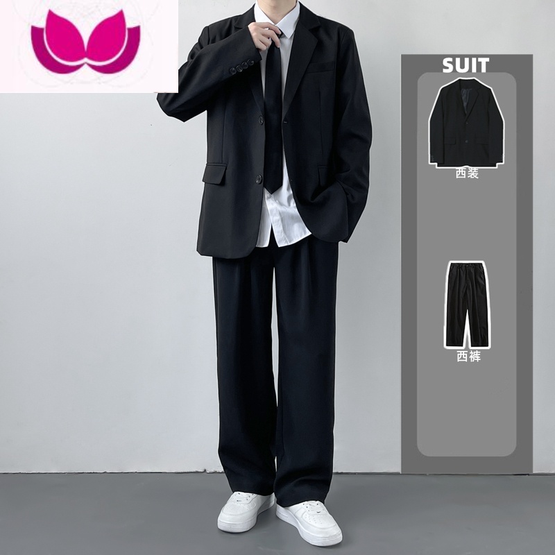 七斓DK制服一套休闲西装男套装痞帅高校学生小西服男女百搭jk班服外套 XL 两件套外套+西裤送领带
