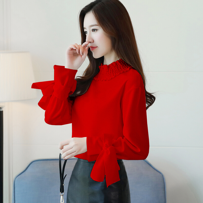 2018春秋冬装韩版百搭长袖女高领雪纺打底衫上衣服小衫潮