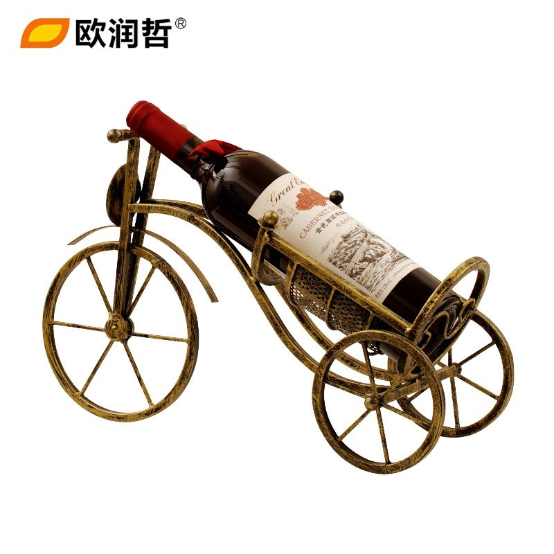 欧润哲(ORANGE) 复古单车造型红酒架餐厅吧台葡萄酒架 酒具家用客厅桌面时尚酒瓶架摆件107733