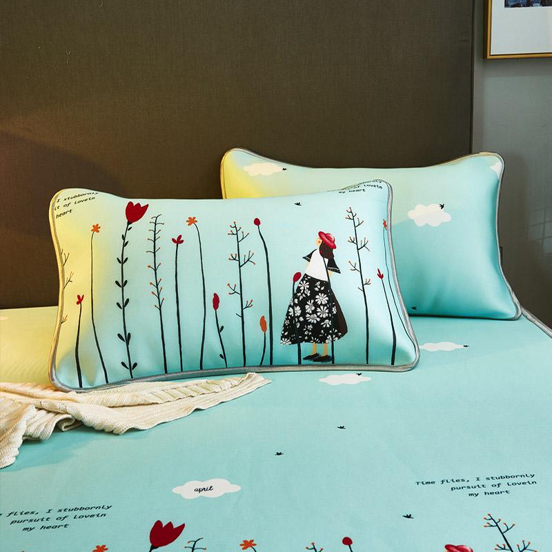 美帮汇N3-22凉感冰丝席三件套1.8m床 夏天可水洗折叠空调凉席子1.5单人高清大图