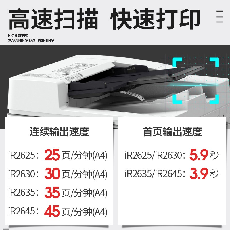 佳能(Canon) IR2625/2630/2635复印机a3无线打印办公大型黑白激光扫描一体复合机IR2630触摸屏带无线(30页/分钟) 双纸盒+内置装订器高清大图