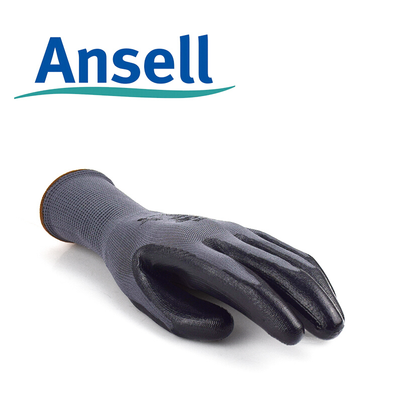 ANSELL/安思尔 EDGE 尼龙丁腈涂层工作手套 48128090 9码 黑色涂层 (单位:副)