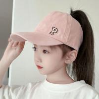 儿童帽子春夏韩版洋气女童鸭舌帽时尚百搭遮阳棒球帽男孩太阳帽潮-黑色;可调节