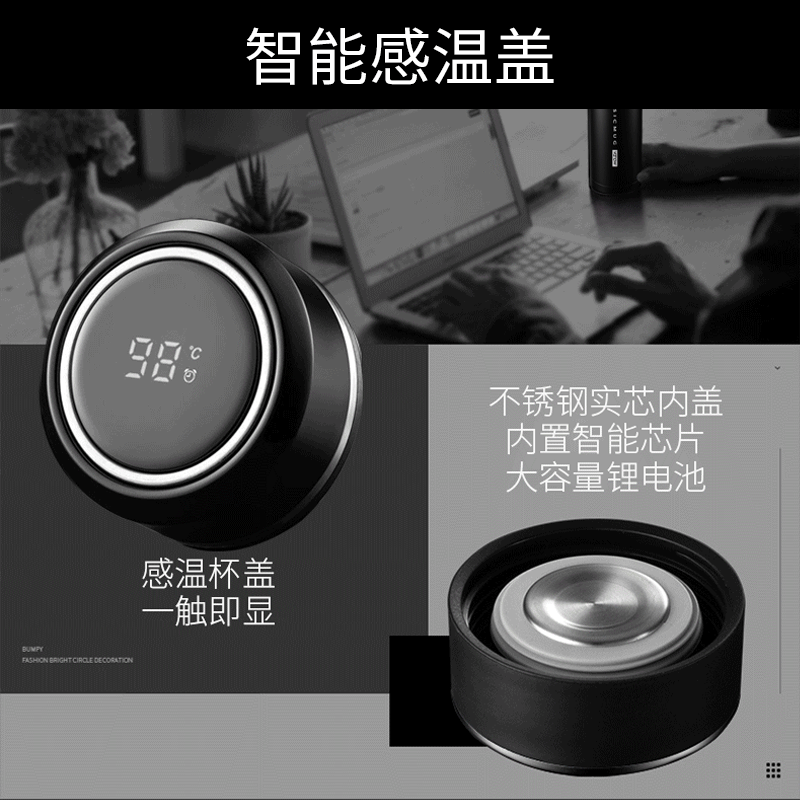 英国Vanow智能保温杯男女士水杯泡茶杯子大容量316不锈钢高档商务车载显温 VO-316-C10