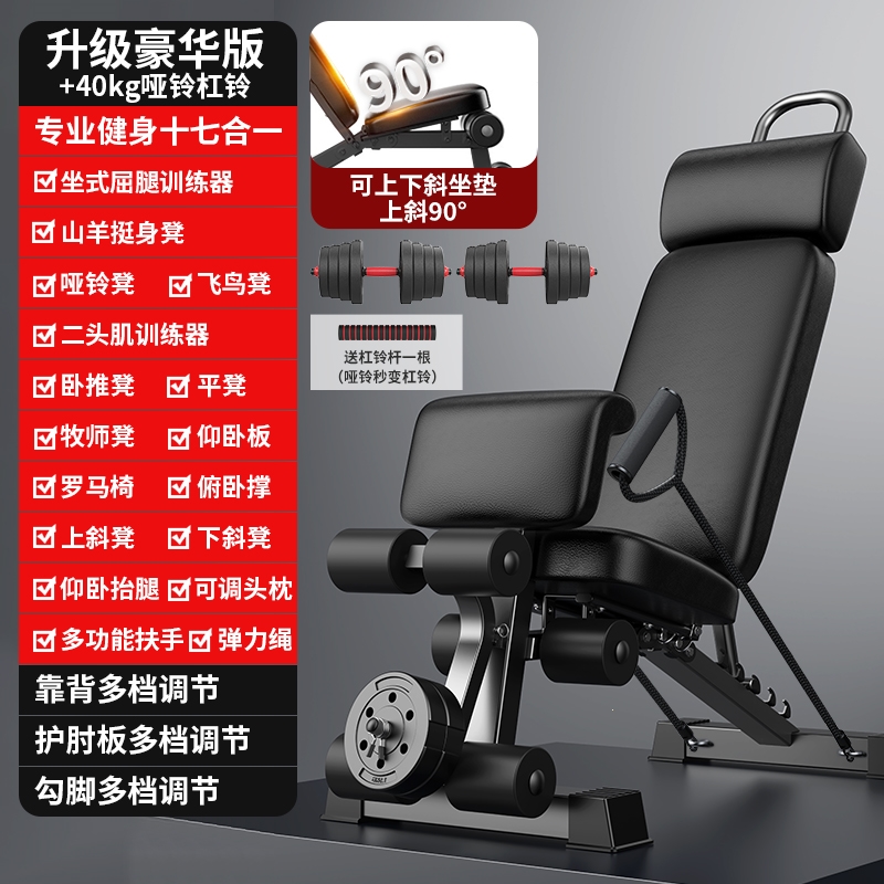 闪电客哑铃凳折叠仰卧起坐辅助器健身器材家用椅子多功能锻炼板卧推凳男