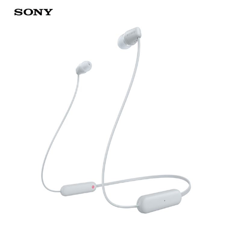 索尼(SONY) WI-C100 长续航颈挂式无线耳机 白色 徒步运动 快递外卖员适用