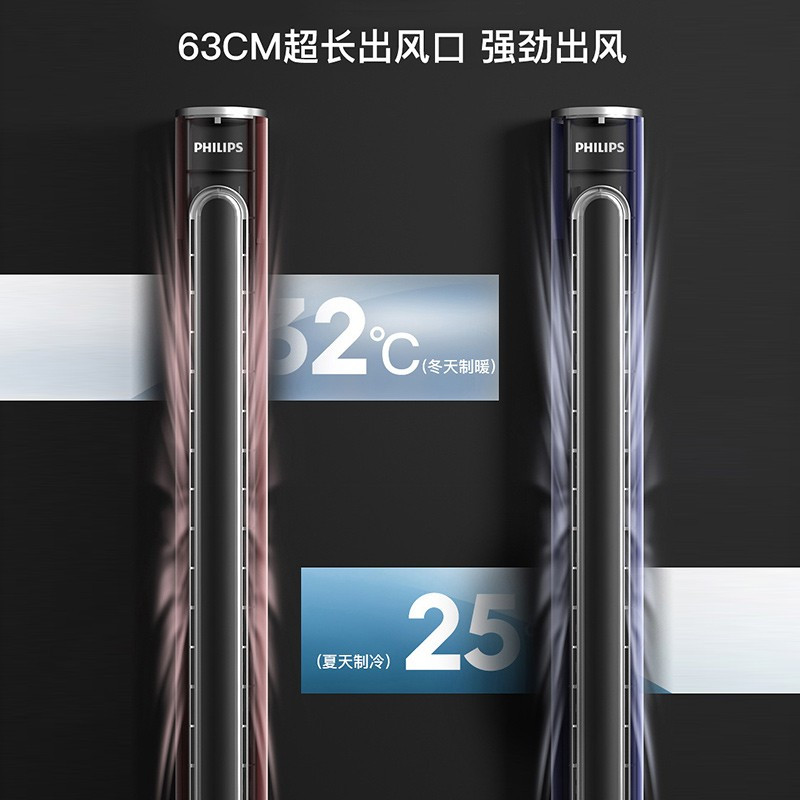 飞利浦(PHILIPS)无叶电风扇塔扇冷暖两用家用立式空气循环扇落地扇直流变频轻音遥控风扇 AHR5164FD黑色冷暖款高清大图